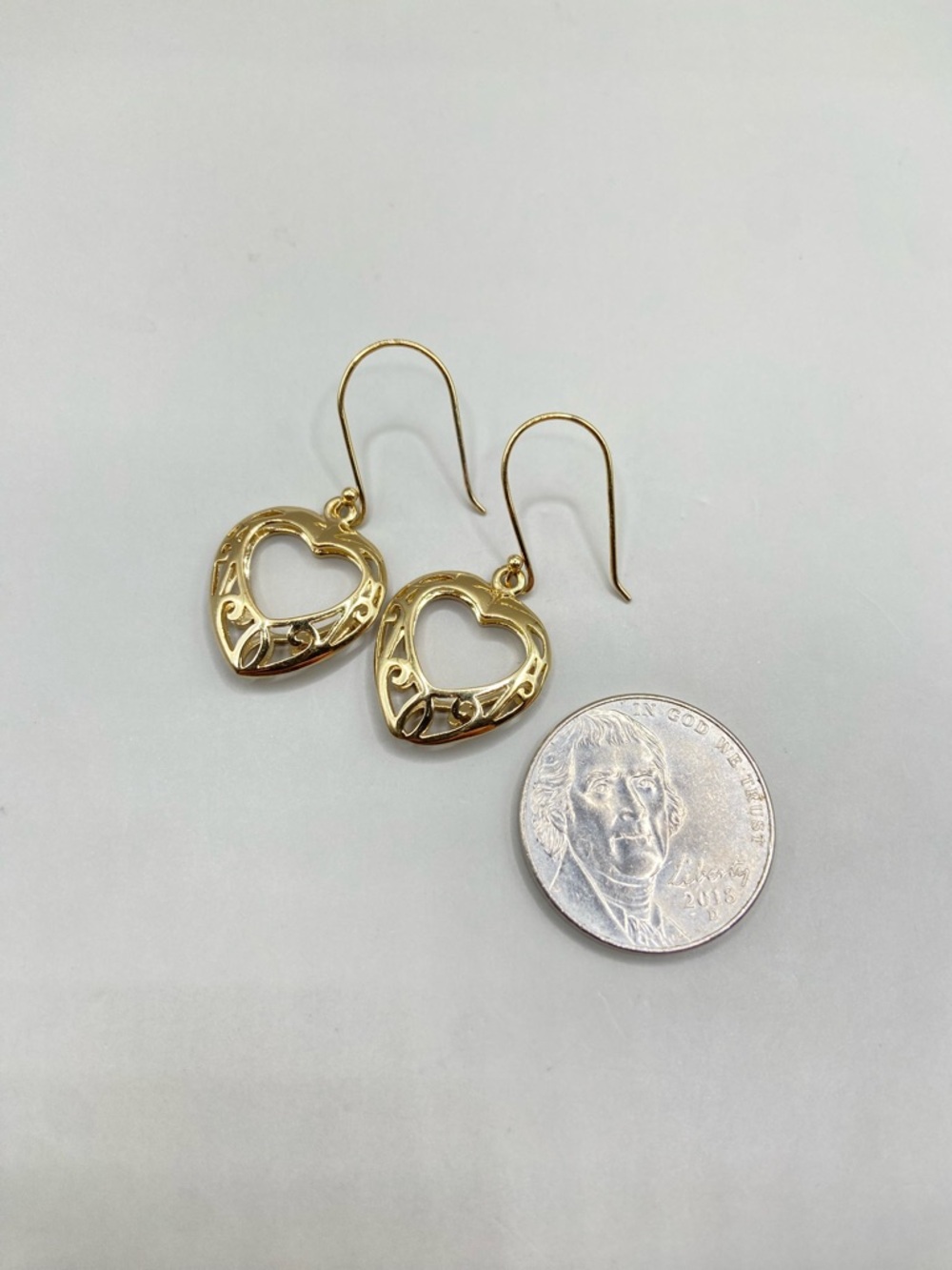 Dyadema Gold Vermeil Ornate Scroll Open Heart Earrings - Picture 4 of 7